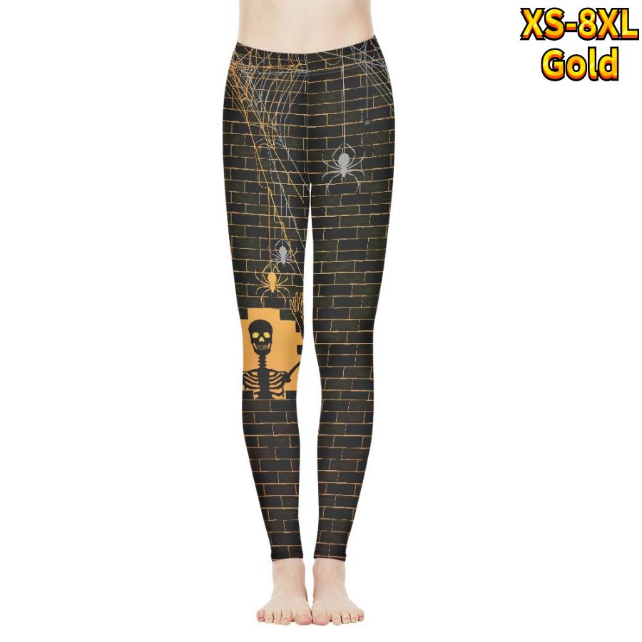 

Женские синие эластичные леггинсы со скелетами и принтами для йоги, фитнеса, бега в тренажерном зале, спортивные активные брюки XS золотой