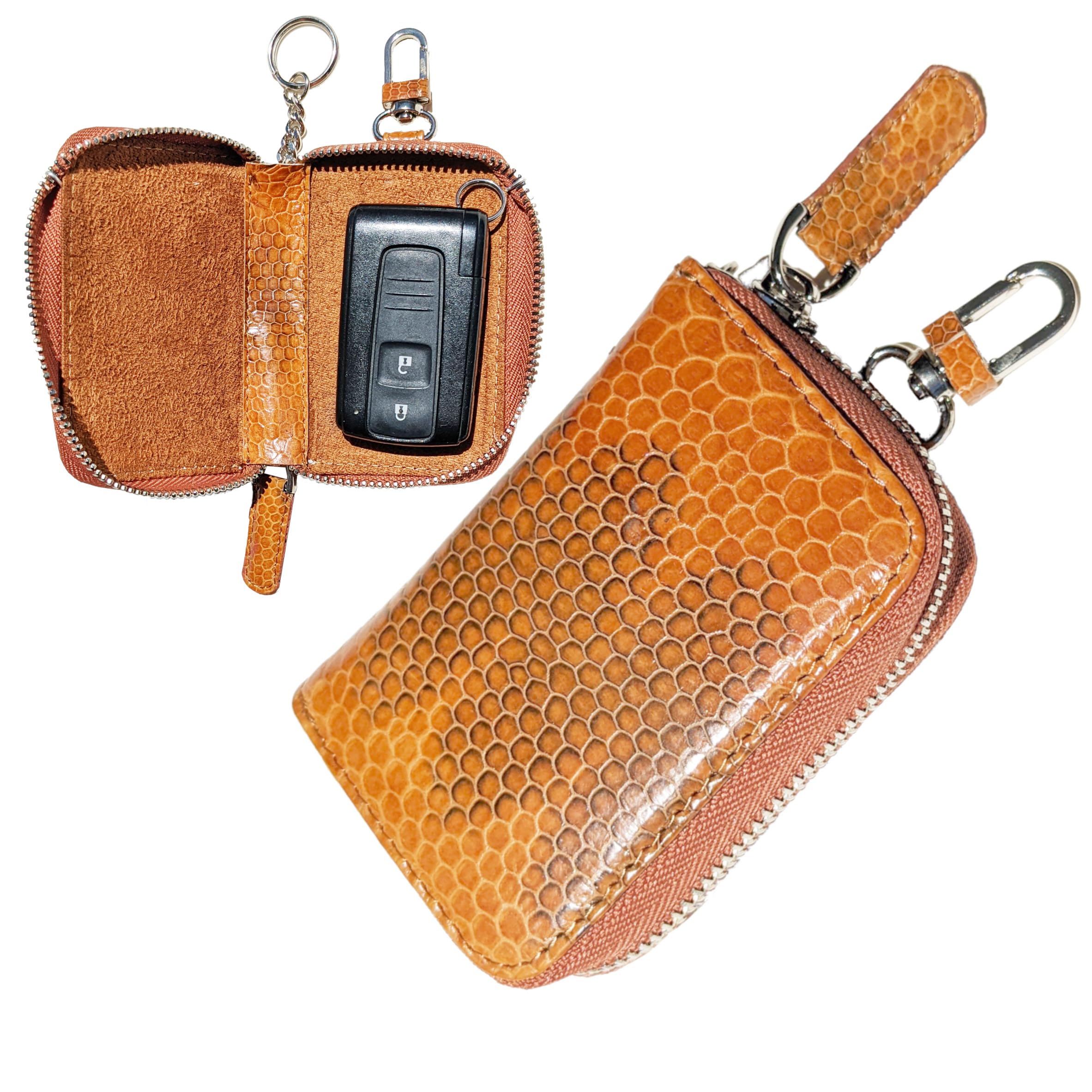 

Genuine Snakeskin Key Case for Smart for Men and Women Keys, Brown, (No Box)
