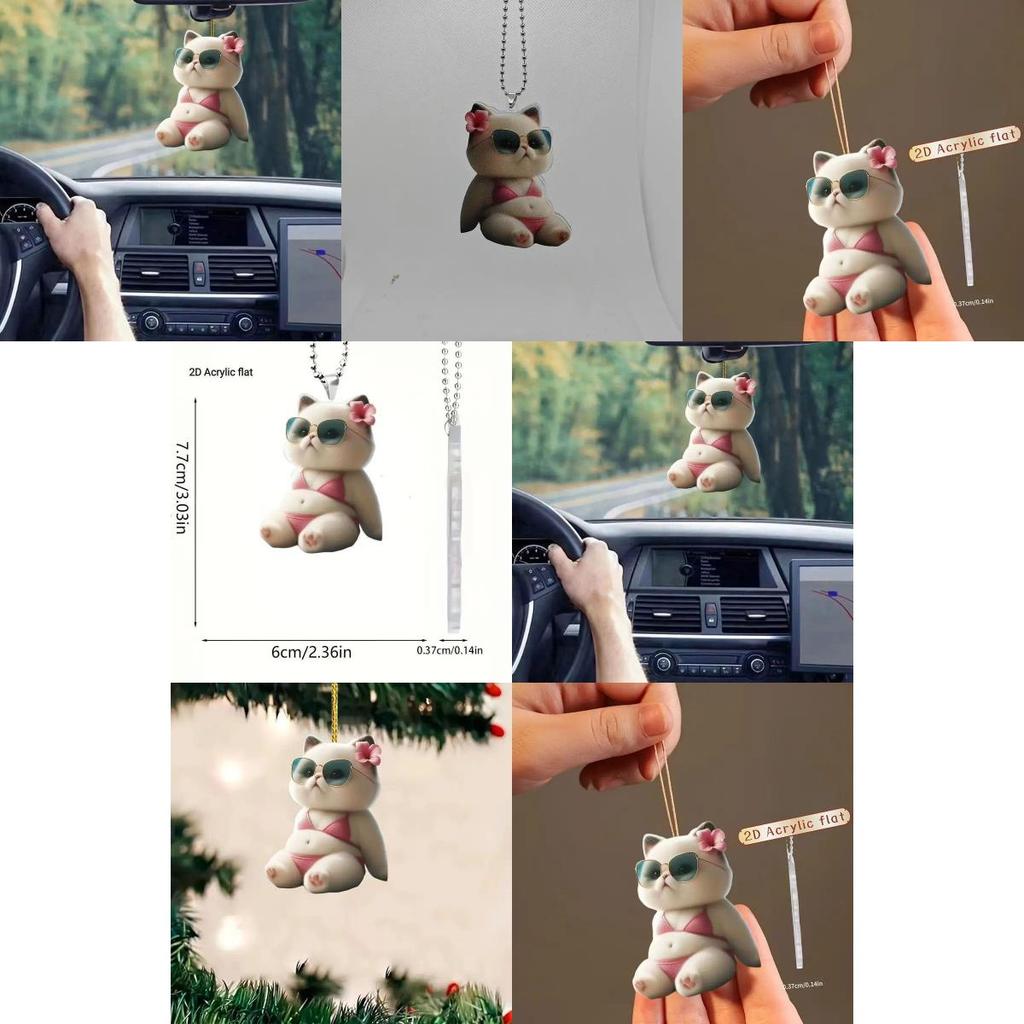 Modern Acrylic Cat Bikini Car Hanging Decoration Charming Interior Ornament