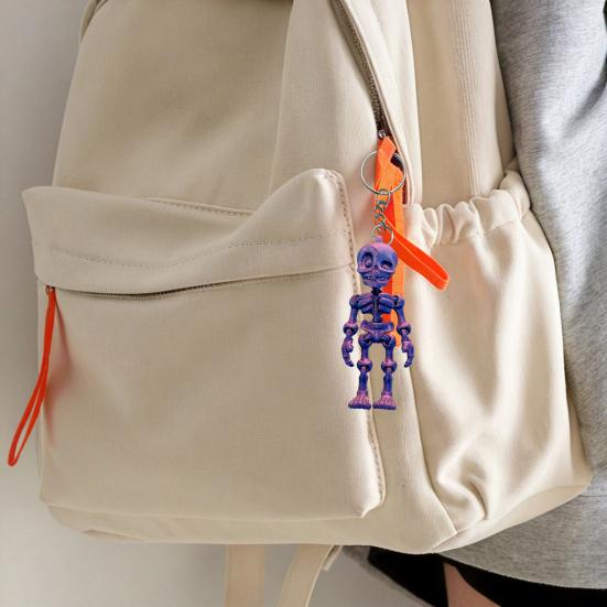 Skeleton Man Keychain Pendant 3D Printed Lightweight Jointed Key Holder Portable Car Key Toy Bag Accessory
