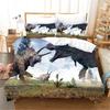 3 stk Sengesett 3d Dinosaur World Tyrannosaurus Rex Kids Barn Mikrofiber Polyester Seng Dynetrekk Sett Og 2 stk Putetrekk