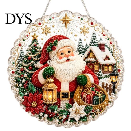 Faux Pearl Art Kits for Adults Christmas Ornament DIY Kit, Hanging Angel Santa Suncatcher, 3D Window Sparkling Sun Catcher Craft Kit Adults,
