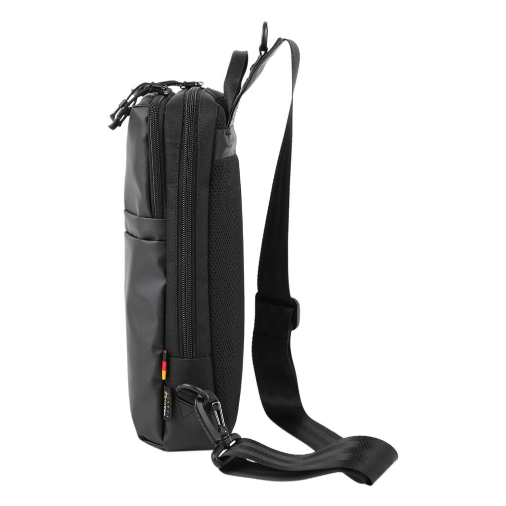 Bermas Men's Body Bag 60622 Sling Bag, Water-Repellent, One-Shoulder Bag, Size 10, Black