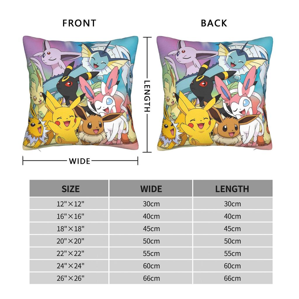 Cartoon Pillowcase Polyester Cushion Cover Decor Pokemoned Throw Pillow Case Cover Home Zipper 45X45Cm