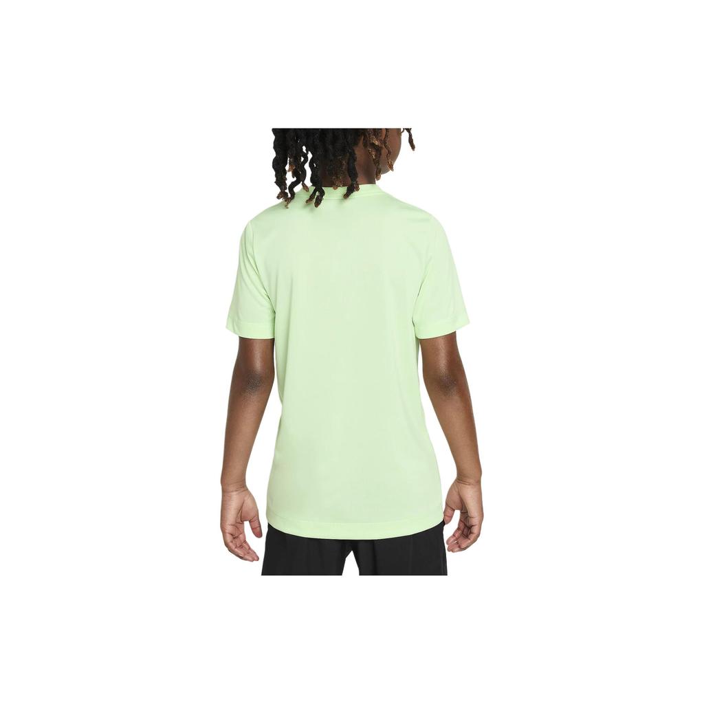 Nike Koszulka z krótkim rękawem Dri-FIT Legend w jednolitym kolorze z okrągłym dekoltem Casualowa Dziecięca Top Jasnozielona DX9537-376
