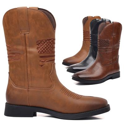 Modne Klasyczne Męskie Botki Retro Haftowane Długie Botki Luksusowa Marka Skóra Bydlęca Botki Do Połowy Łydki Motocyklowe Męskie Western Kowbojskie Botas