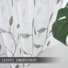 Tollpiz Leaves Short Sheer Curtain Sage Green Leaf Embroidery Living Room Curta Rod Pocket Voile Faux Linen Embroidered Leaves Curtain for Bedroom,
