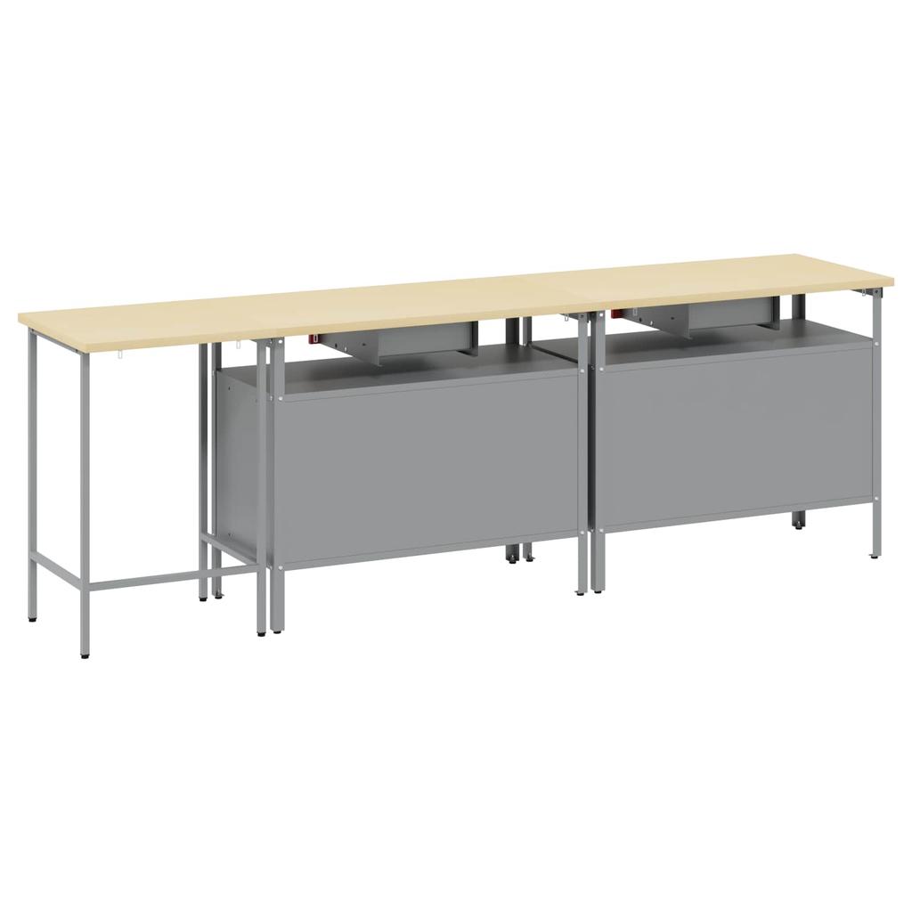 Workbench Set 3 pcs Black and Grey Powder Coated Steel