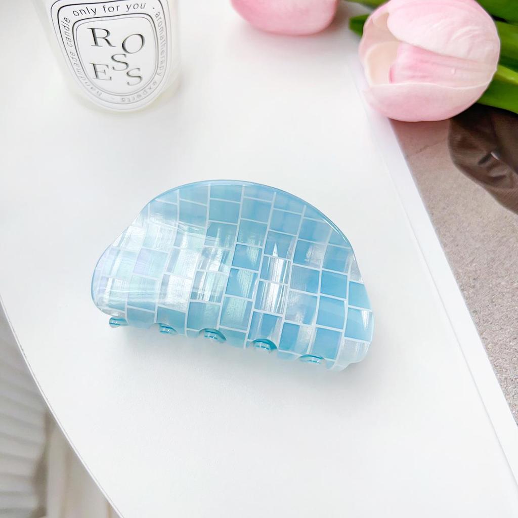 Bofeiya Summer Candy Color PVC Semicircle Hair Clip - Small Fresh Shark Clip for Stylish Updos