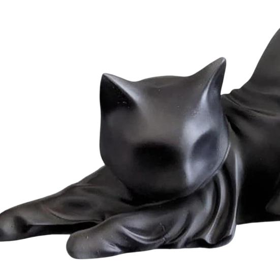 Ghost Black Cat Ornament Resin Halloween Ghost Cat Figurine Spooky Kitty Desktop Sculpture Gift for Cat Lovers