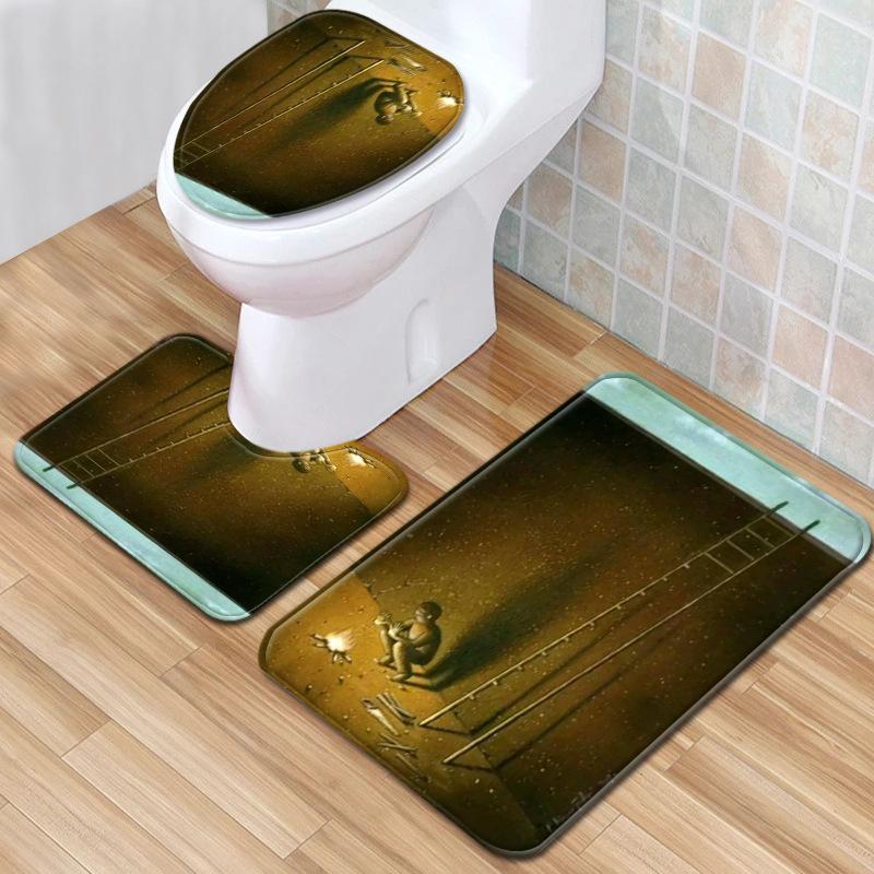Philosophical Meaning Bathroom Floor Mat Three-Piece Bathroom Carpet Toilet Mat Set Door Mat Bathroom Non-Slip Mat