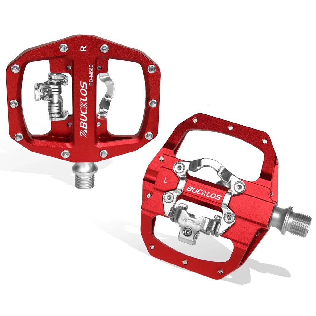 BUCKLOS MTB Pedal for SPD System Bicycle Mixed Pedal Mountain Bike Self-locking Pedals Aluminum Alloy MTB Bike Clipless Pedals
