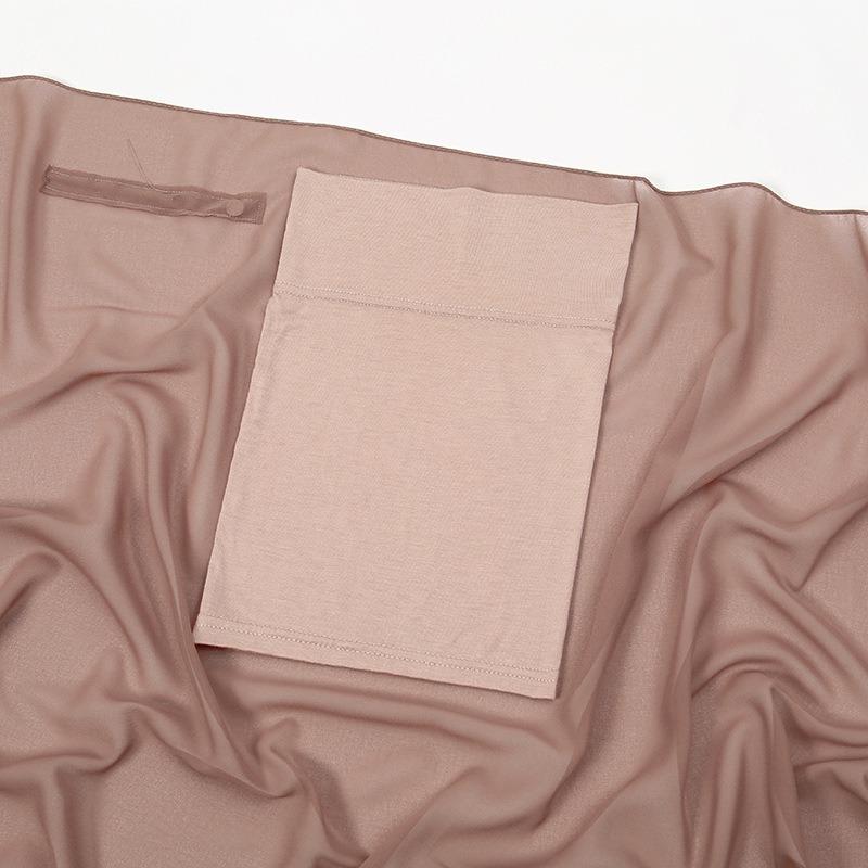 Chiffon Hijab with Magnetic Buckle Solid Color Woman Muslim Hijab Scarf Islamic Turban Fashion Headband Shawl