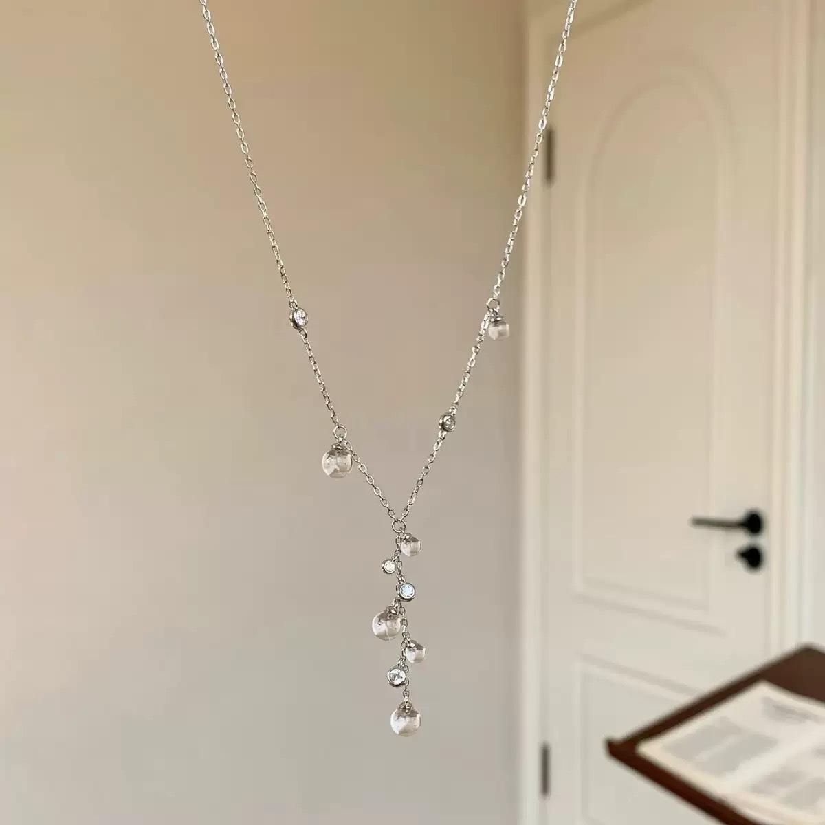 

Necklace, Women s Clear Grape Necklace, Light Luxury, Exquisite Collarbone Chain, High-end, Niche Tassel Necklace 45CM