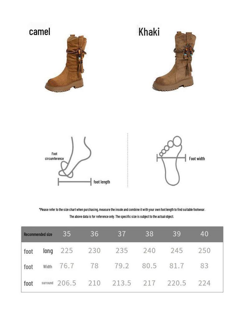 Women's Thick Sole Retro Western Ankle Boots - 2025 Autumn/Winter Fashion Tassel Cowboy Martin Boots