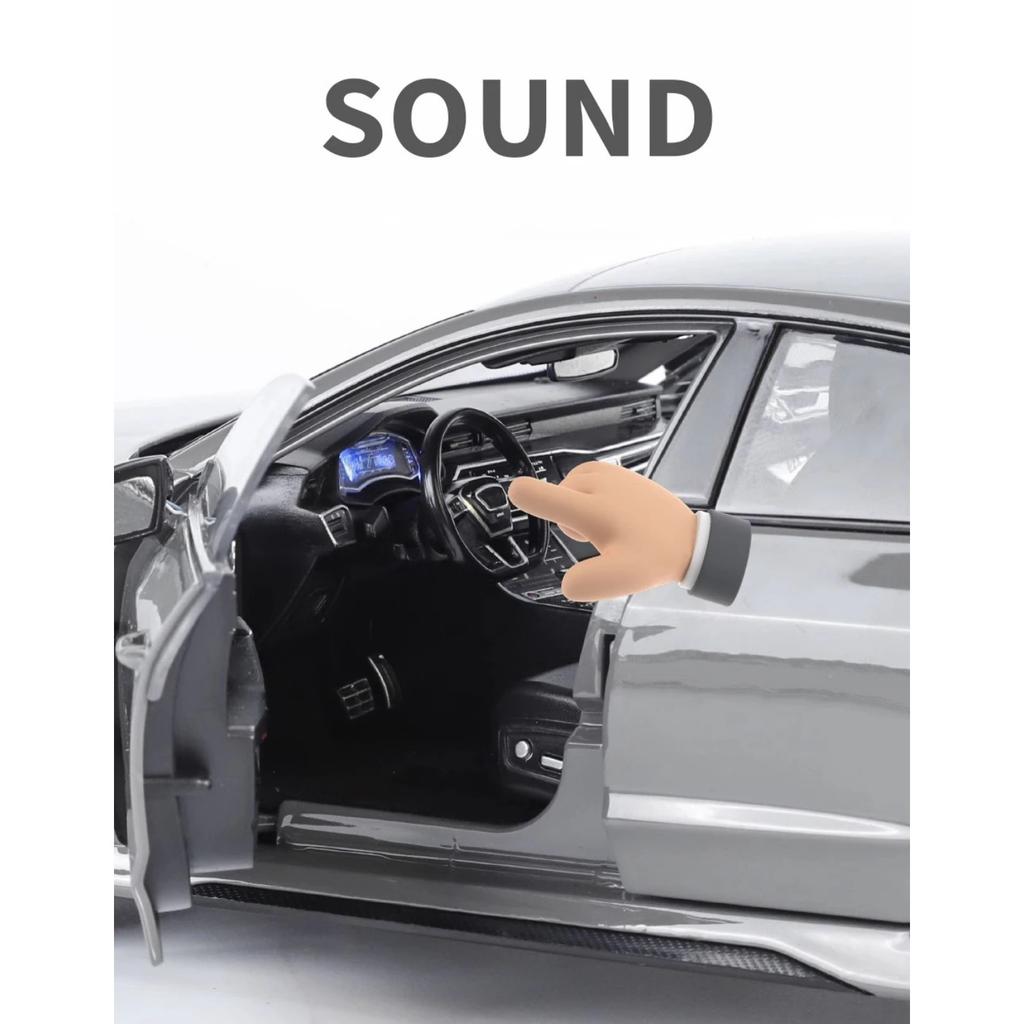 1/18 Scale RS7 Sportback Black Warrior Supercar Diecast Metal Alloy Model Car Remote Control Version Sound & Light Hobbies Collection