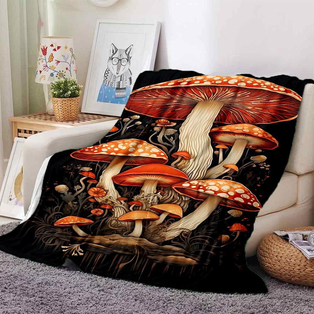 

1pc Mushroom Forest Soft Warm Throw Blanket Nap Blanket For Couch Sofa Office Bed Camping Travel,Comfortable 80cmx120cm