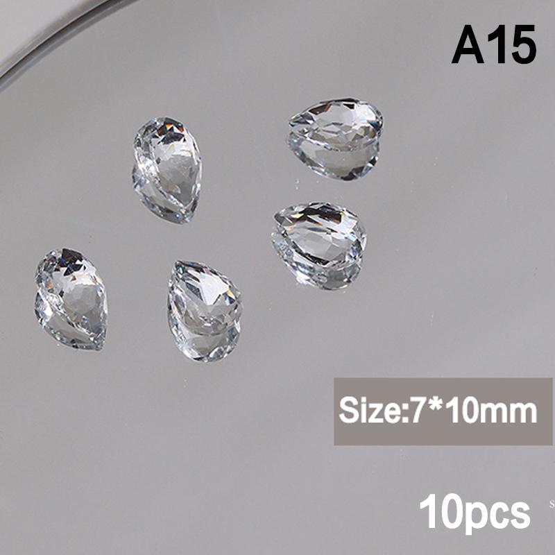 10 Stück Eis Durchsichtig Nagelkunst Kristall Glänzend Klar Spitzer Boden Glasstein 3D DIY Maniküre Dekoration Zubehör
