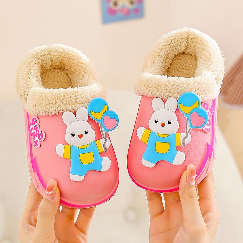 New EVA Boys' Cotton Slippers Cartoon Cute Thickened Warm Removable Cotton Slippers Girls' Baby Cotton Shoes