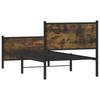 Metal Bed Frame Without Mattress Smoked Oak Finish 80 X 200 Cm