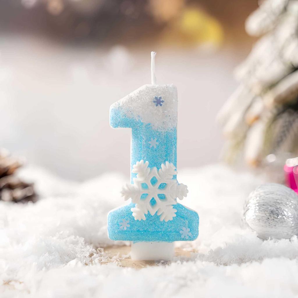 Snowflake Number Birthday Candles for Cake Party Decoration - Handmade for First Birthday