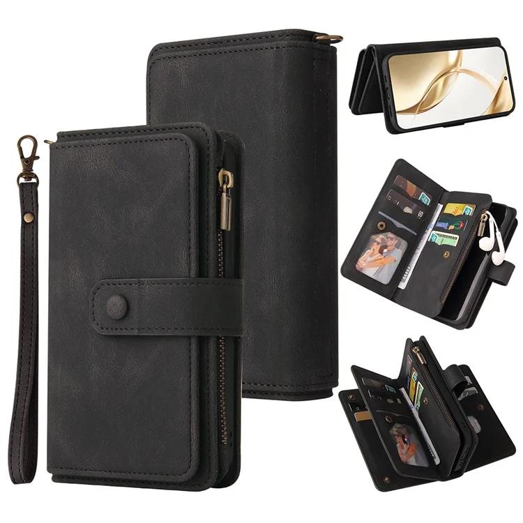 

KT Multi-Functional Series-2 For Honor 200 5G Phone Case Zipper Wallet Leather Stand Cover - Black
