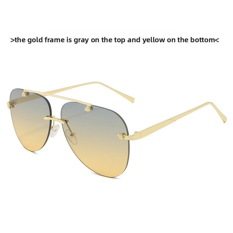 Fashion Metal Frameless Frog Eyes With Gradient Sunglasses For Outdoor Sun Protection And Driving