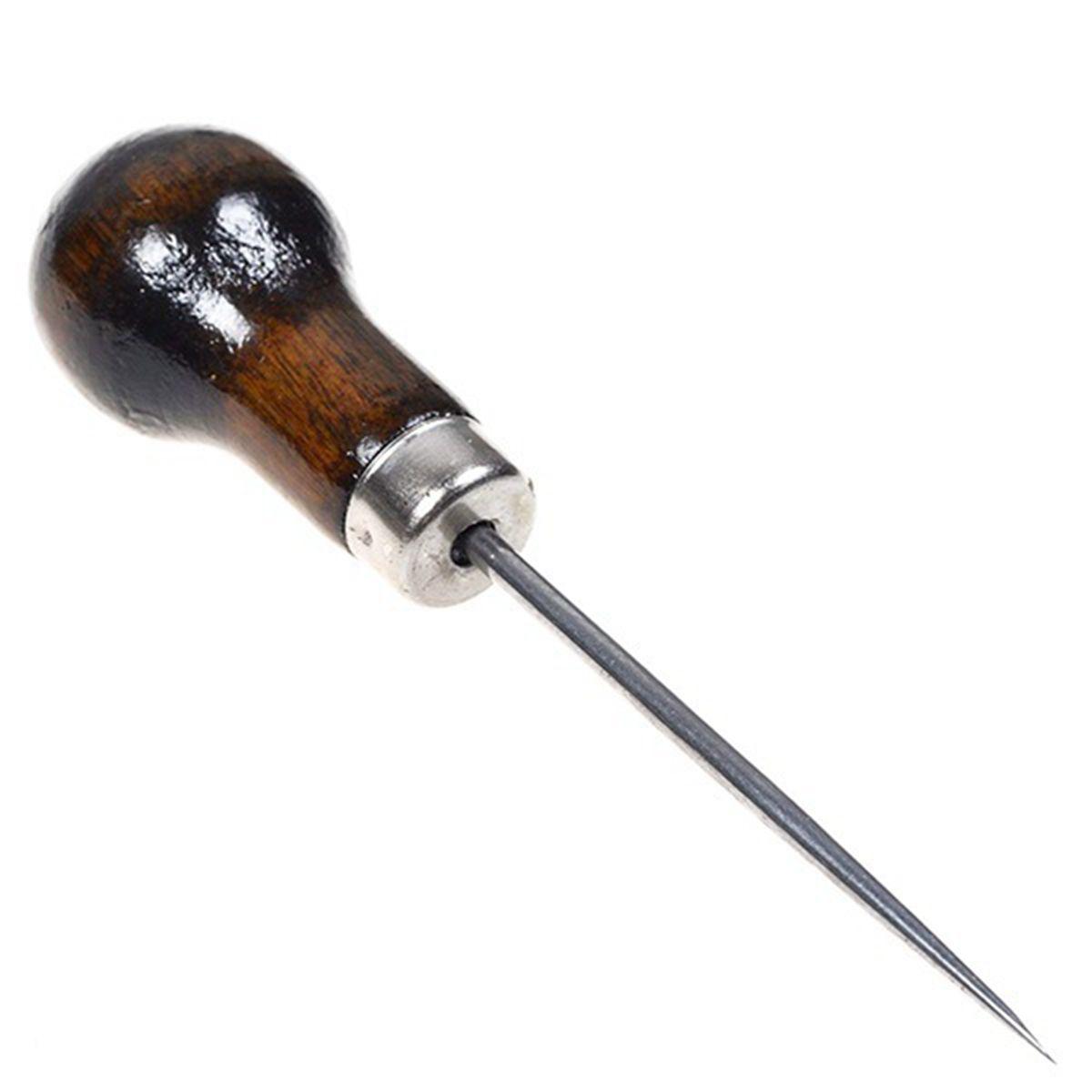 

Leathercraft Stitching Pin Punching Wooden Handle Drill Scratch Awl Sewing Tool Leather Pouch awl