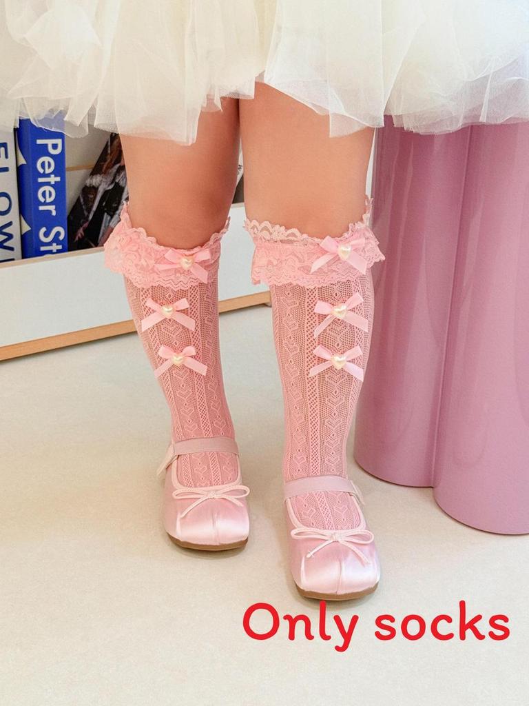 Lolita Butterfly Bow Knit Stockings With Antifriction Fabric For Spring And Summer Wear