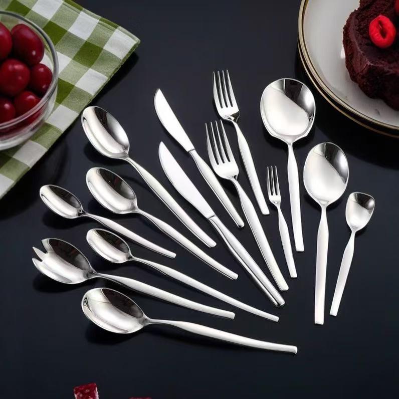 Mirror Polished 304 Stainless Steel Cutlery Set: Knife, Fork, Spoon – Ideal for Hotels and Western Restaurants