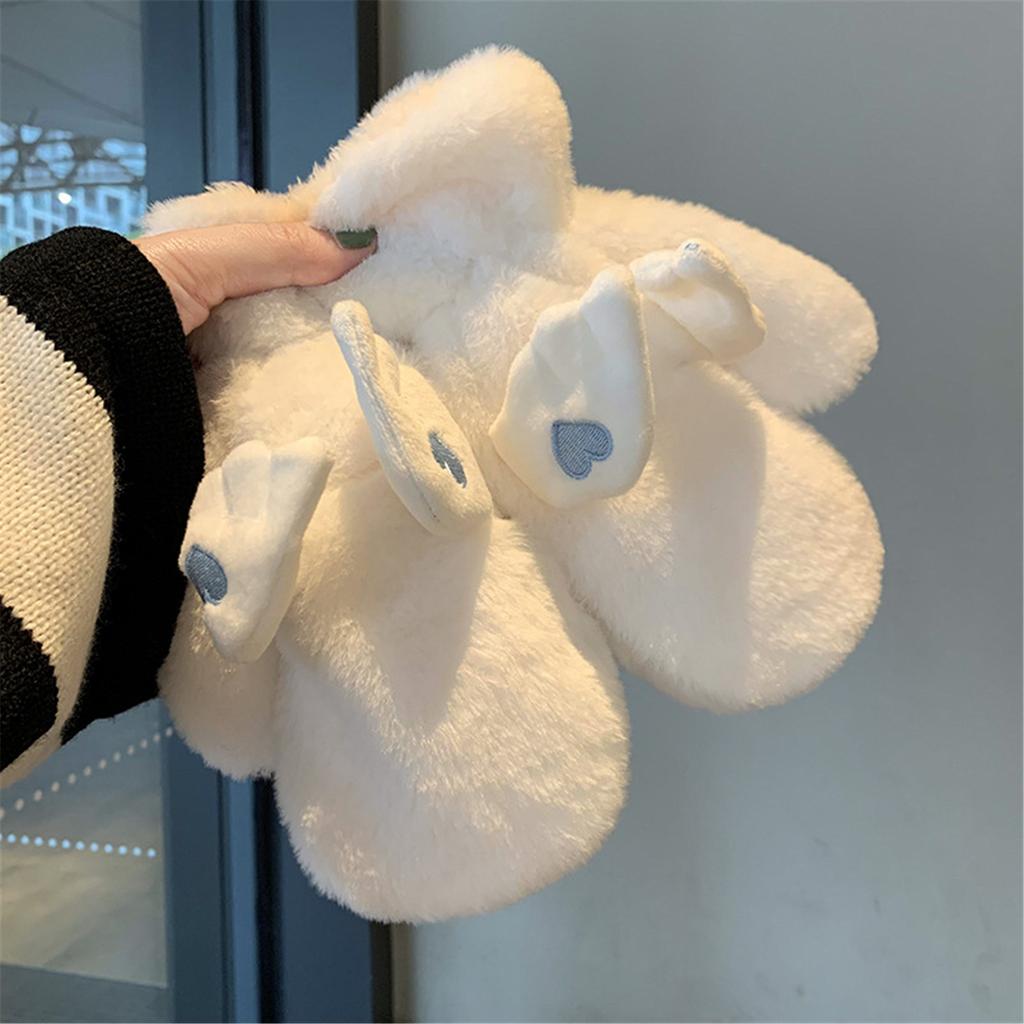 Plush Gloves Mitts Thicken Mitten Angel Wing Theme Thick Plush with Wing Gloves Mitts Winter Warm Full Finger Gloves
