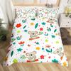 Cute Cartoon Koala Duvet Cover Set Botanical Blossom Floral Comforter Cover Kawaii Wild Animal Koala Bedding Set Twin Queen Size