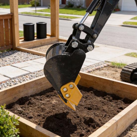 Narrow Backhoe Bucket 7.87-Inch for 0.8-1.8 Ton Mini Excavator, Manganese Steel Trenching Digging Small Excavator Attachment with Teeth, Easy
