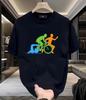 Einfaches Baumwoll-Kurzarm-T-Shirt für Herren im Sommer, Neuer Stil - Triathlon-Print, Lockerer Schnitt, Gleiches Design-Oberteil für Herren und Damen