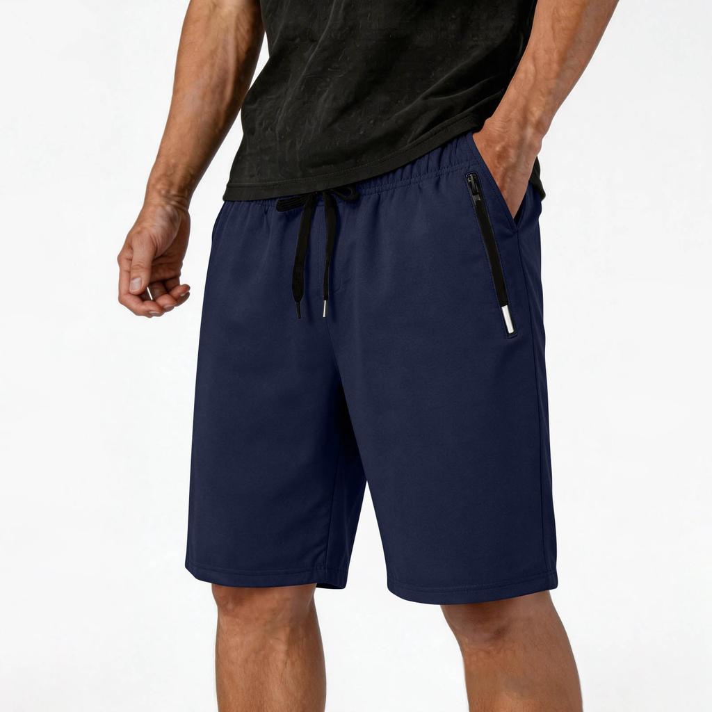 Men's Athletic Shorts Soft Comfortable Fabric Elastic Waistband with Adjustable Drawstring Zipper Pockets Lightweight Casual Sportswear