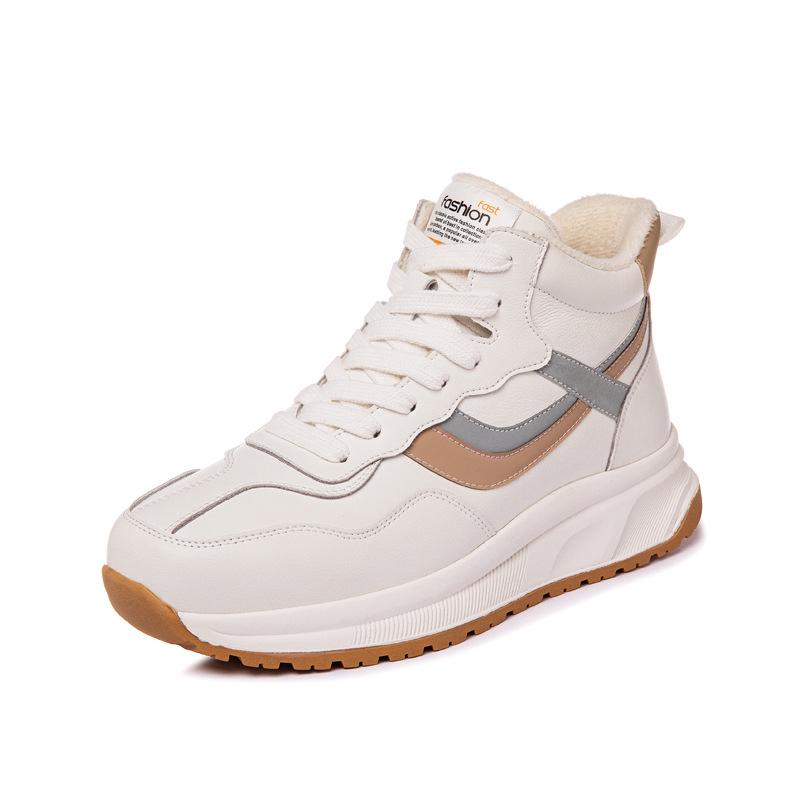 

Женские туфли из натуральной кожи с высоким берцем белого цвета: Трендовая повседневная спортивная обувь из бархата осень/зима 2025 года Size 37