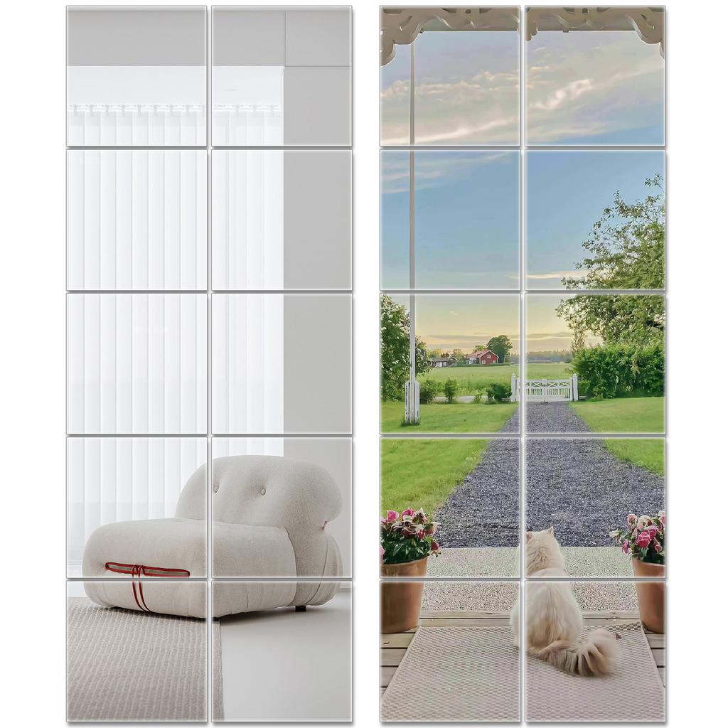 10/20/30 st Spegelark Självhäftande Icke Glas Spegel Flexibla Spegelark DIY Kakel Spegelklistermärken Väggdekor Spegel