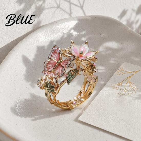 Vivid Butterfly Ring Lightweight Alloy Finger Ring Flower Shape Adjustable