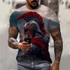 Fashion Men's Medieval Armored Warrior T-shirt Casual Fashion Short Sleeve Tees Top 3D Print Graphics Personality Street T Shirt