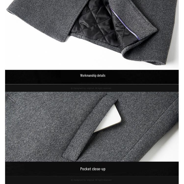 Men's Thickened Wool Trench Coat - Mid-Length, Autumn/Winter Business Style