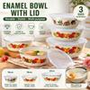 with Lid Enamel Mixing Bowl Chinese Rose Print Instant Noodle Bowl Vintage Enamel Bowl  Camping