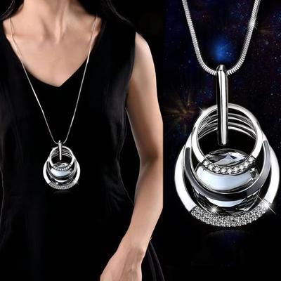 Collana Dichiarazione Geometrica Cristallo Pendente Per Donna Catena Maglione Choker Collier Femme Moda Lunga Collana Donna Gioielli Colletto