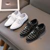 Children Loafers Glossy Lace-up 2024 New Simple Boys Leather Shoes Pointed Toe Versatile Kids Performance Shoe for Party Wedding