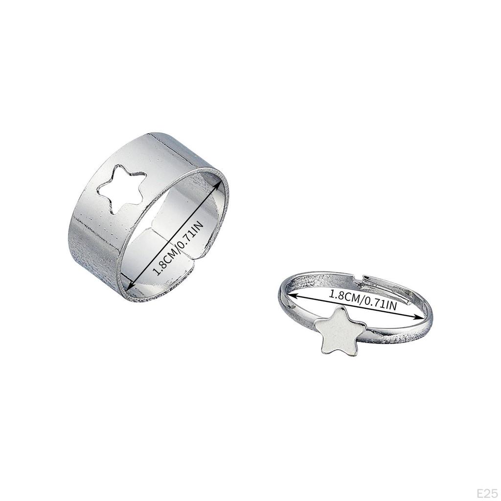 Fashion Hollow Matching Rings Set for Teen Girls Mens Engagement Adjustable Open Punk Jewelry