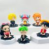 6Pcs/Set One Piece Anime Figure Q Edition Luffy Zoro Nami PVC Cute Bobblehead Collectible Model Decorations Children Toys Gift