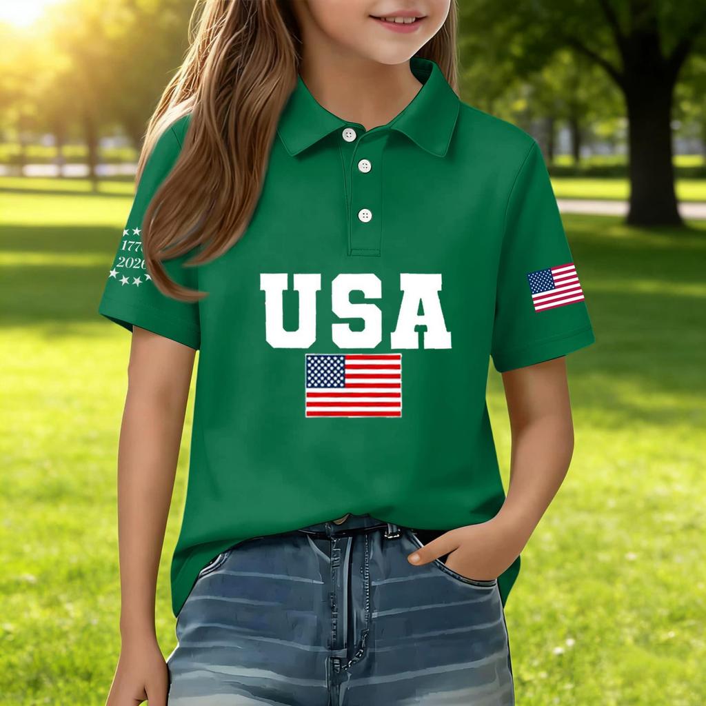 Children's Daily Casual Short-sleeved Print Tops T-shirts Shirts