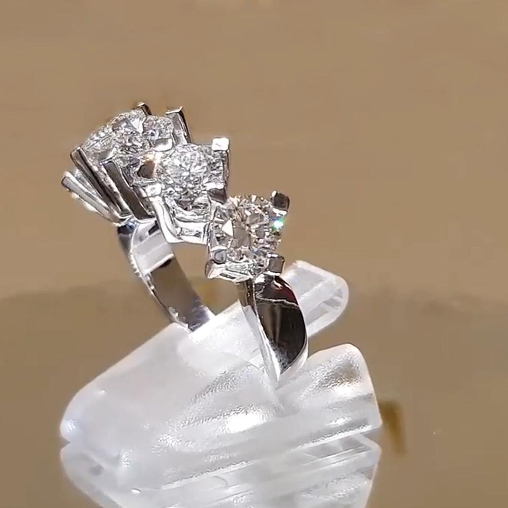 Huitan Simple Stylish Design Women's Rings with 5 AAA CZ Stone Temperament Office Lady's Finger Accessories Statement Zircon