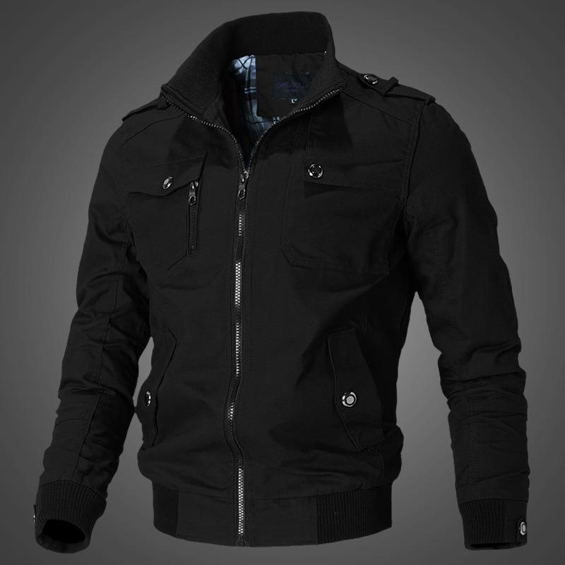 Large size men's coat autumn trend casual Korean version handsome slim tooling jacket cotton military top tide