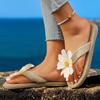 Fashion Summer Flower Decor Beach Flip Flops Women Clip Toe Straw Rope Weave Flat Sandals Woman 2025 Summer Non Slip Platform Slippers