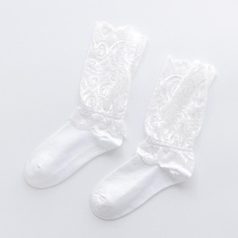 Korean Style Women's Autumn/Winter Lace Edge Mid-Calf Lolita Socks